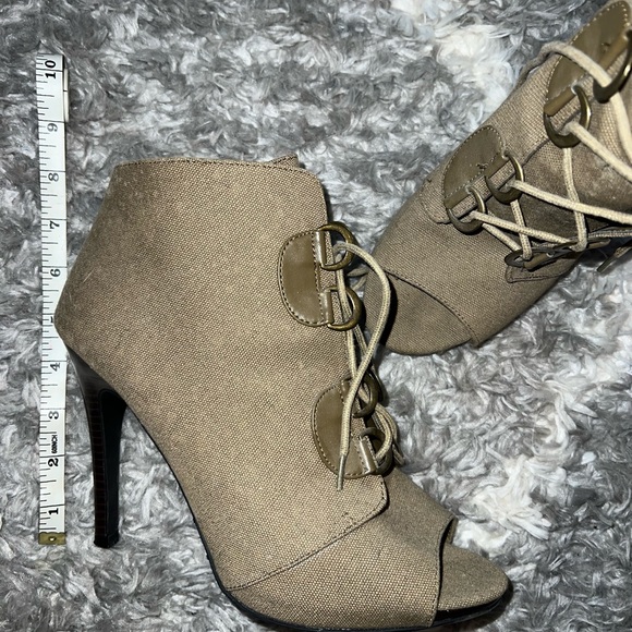 Elle Open Toe Canvas Bootie Heels - Picture 4 of 7